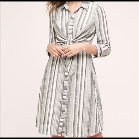 Anthropologie HD in Paris Striped Tie Front dress - Picture 5 of 12